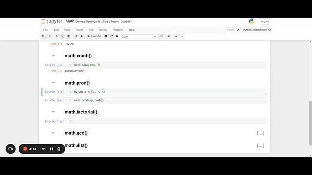 Module natif 'math' sous Python : 5/7 - méthodes '.prod()' et '.factorial' смотреть онлайн
