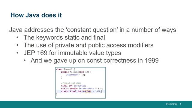 Why the keyword const in Java is unimplemented explained смотреть онлайн