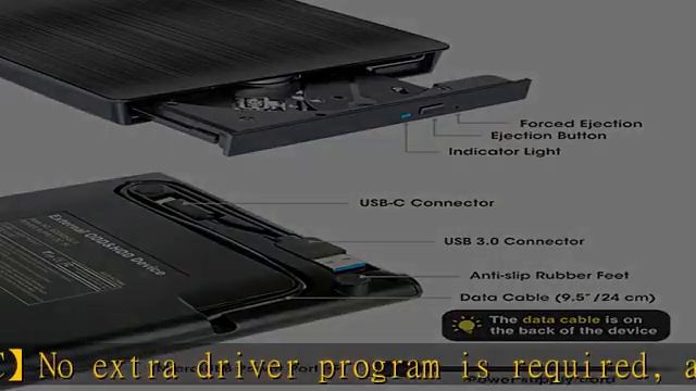 ROOFULL External CD DVD +/-RW Drive USB 3.0 & USB-C Premium CD DVD ROM Optical Disk Drive Player Bu смотреть онлайн