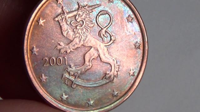 Coin 5 euro cent 2001 (coat of arms of Finland)/Монета 5 евро центов (герб Финляндии) 2001 год смотреть онлайн