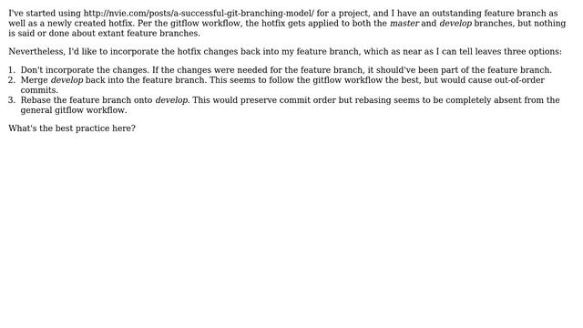 Software Engineering: How should I incorporate a hotfix back into a feature branch using gitflow? смотреть онлайн