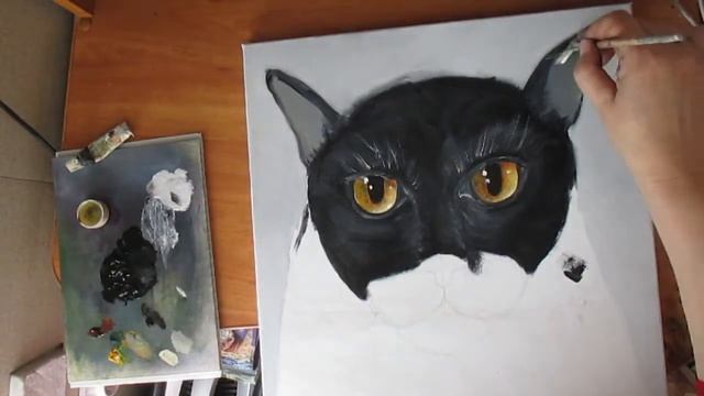 Научиться рисовать Черного КОТА.Вся фишка в глазах. смотреть онлайн