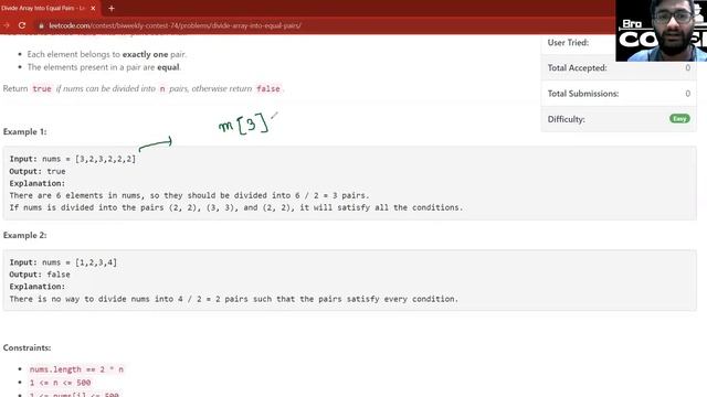 2206. Divide Array Into Equal Pairs || Biweekly Contest 74 || Leetcode 2206 смотреть онлайн