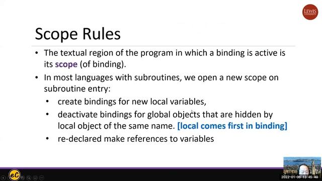 Lecture 3: Memory Model [Chapter 3: Name, Scope, Binding and Reference Environment] смотреть онлайн