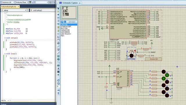 74HC595 Example Using AVR Studio And Proteus