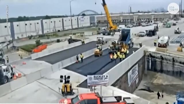 I-95 timelapse: Philadelphia interstate reopens after collapse | USA TODAY смотреть онлайн