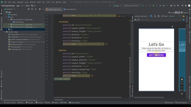 13.2 Androidstudio kotlin - Thực hành thiết kế giao diện wellcome với shape xml kotlin смотреть онлайн