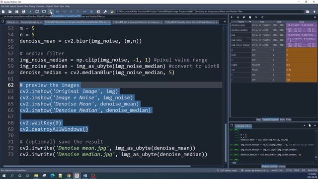 Python#17 Image Denoising using Mean and Median Filter смотреть онлайн