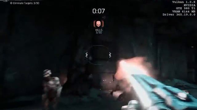 Doom vulkan test my GTX 980 Ti Phenom 2 X4 975 3600 Mhz fps смотреть онлайн
