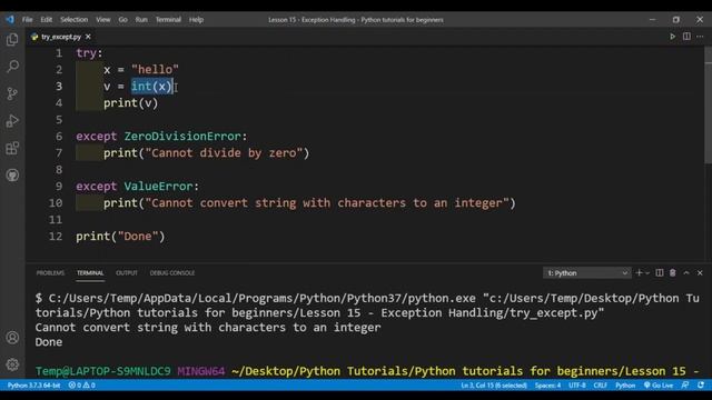 Python tutorial 15: Exception Handling смотреть онлайн