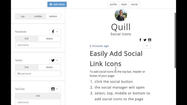 Adding social link icons to your page with quill смотреть онлайн