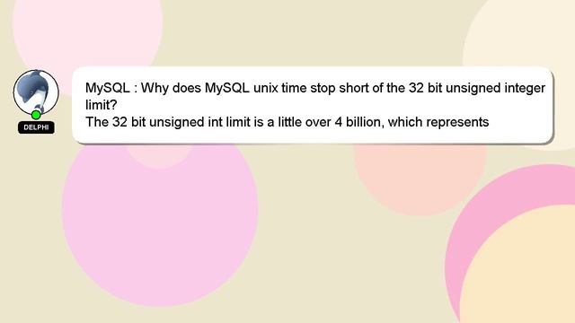 MySQL : Why does MySQL unix time stop short of the 32 bit unsigned integer limit? смотреть онлайн