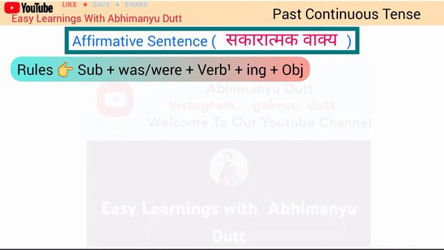 Tense Part-11 Past Continuous Tense Affirmative and Negative Sentences смотреть онлайн