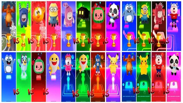 Grizzy and The Lemmings & Minions & Oddbods & Wolfoo All Stars | Mega Big VS | Tiles Hop EDM Rush смотреть онлайн