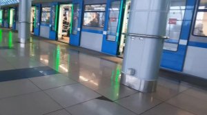 Казанское метро. Новый поезд 81-765.4к Русква (Москва2019) прибывает на станцию Аметьево. Казань