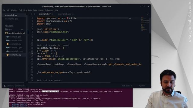 Continuum beam analysis with gmsh and OpenSees смотреть онлайн