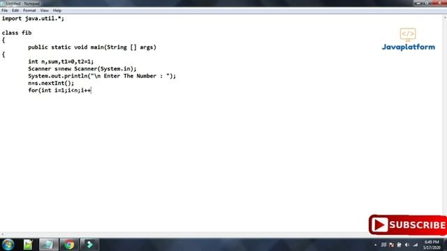 Fibonacci Series in Java without recursion method. смотреть онлайн