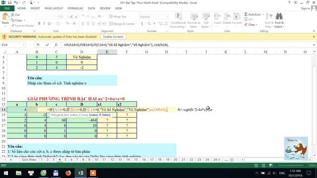 Học Excel từ cơ bản đến nâng cao - Bài 04 - Hướng dẫn giải phương trình bậc nhất và bậc hai смотреть онлайн