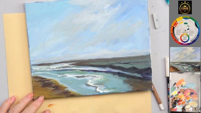Learn to Paint a Calm Seascape Acrylic Tutorial for Beginner to Advanced Artists with Ginger Cook смотреть онлайн