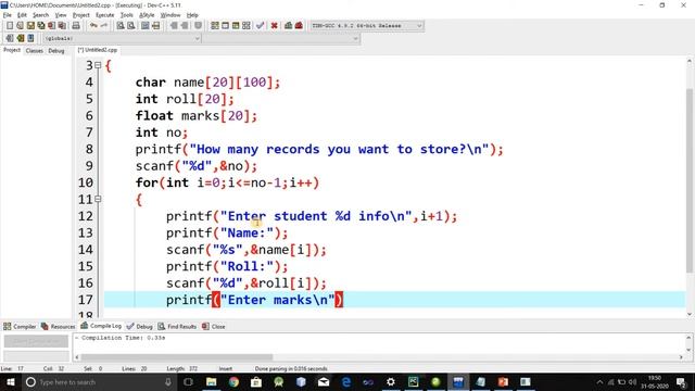 Store and Display Student Record in Array in c | Hindi | Live Practical смотреть онлайн