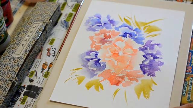 Букет цветов. Акварель. watercolor смотреть онлайн