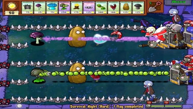 Plants vs Zombies. Gatling Pea Vs Scaredy Shroom Vs 999 Zombies смотреть онлайн