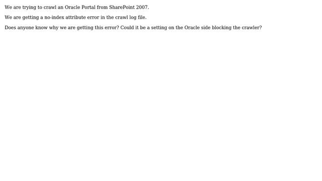 Sharepoint: no-index attribute when crawling Oracle portal from SharePoint смотреть онлайн