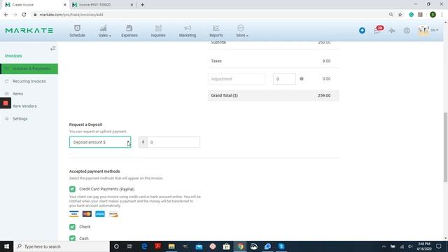 Request a deposit via Invoice смотреть онлайн