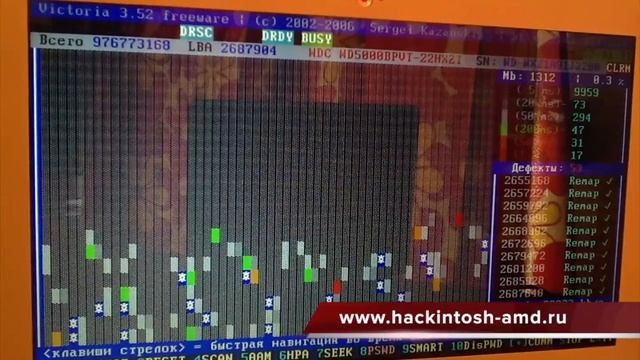 Как проверить HDD на ошибки. Как очистить HDD. USB Victoria 3.52 Kill Disk hdd remap wd смотреть онлайн