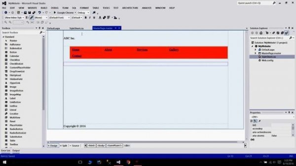 Create a Web Page in Visual Studio using C#