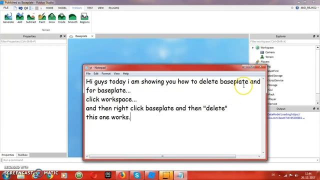 ROBLOX Studio [How to delete baseplate and flat terrain!] смотреть онлайн