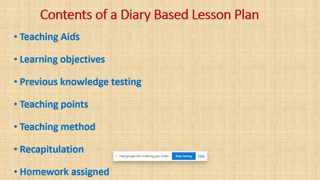 Diary Based Lesson Plan