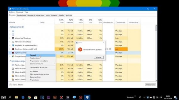Error Unexpected error, quitting