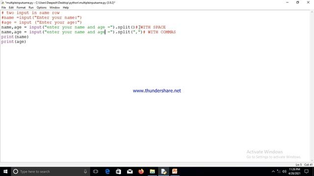 two or more input in python смотреть онлайн