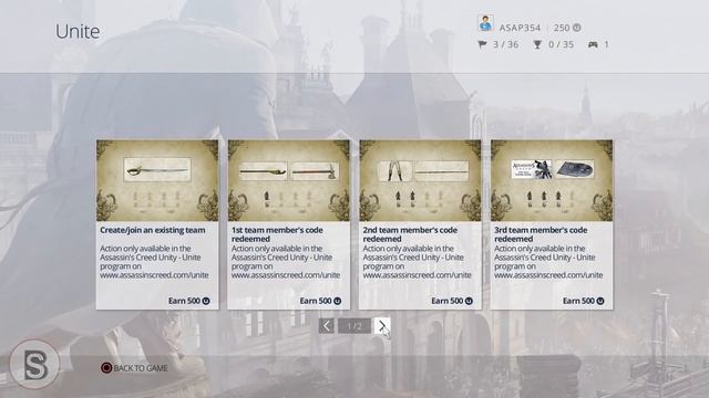 Assassins Creed Unity - All Uplay Actions And Rewards (Bonus Theme, Outfits And Guns) Uplay