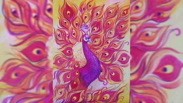 Картина "Павлин" мастер-класс. Холст, акриловые краски. смотреть онлайн