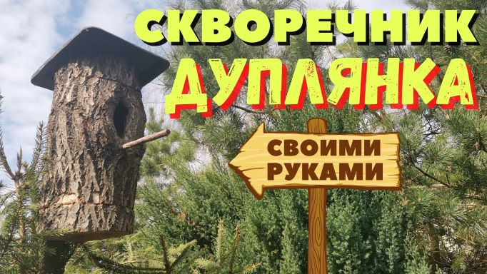 Как сделать ДУПЛЯНКУ (оригинальный скворечник из цельного бревна) своими руками смотреть онлайн