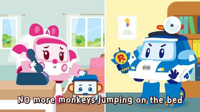 🐵Five Little Monkeys Jumping on The Bed🍌| Robocar POLI | Nursery Rhymes смотреть онлайн