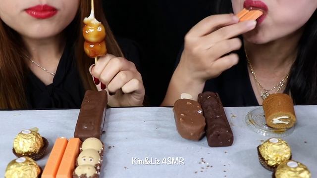 ASMR LEFTOVER CHOCOLATE DESSERT RACE EATING (Magnum Ice Cream, Kinder Chocolate)먹방 | Kim&Liz ASMR смотреть онлайн