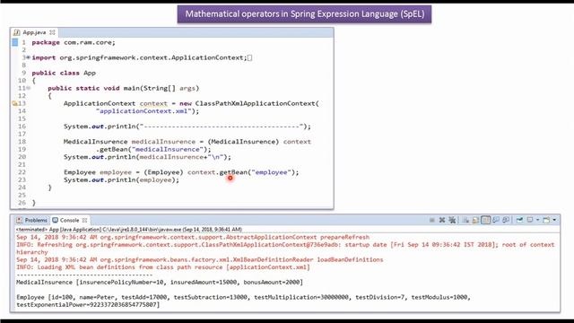 Mastering Mathematical operators in Spring Expression Language SpEL with XML | Spring Tutorial смотреть онлайн
