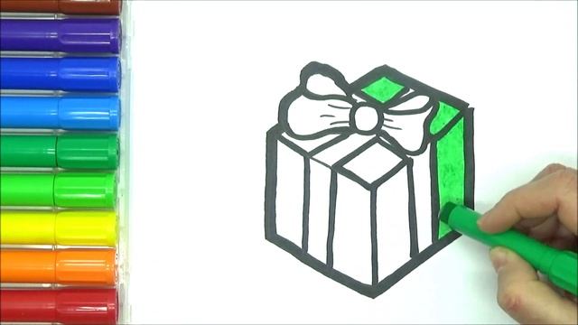 Раскраска для детей НОВОГОДНИЙ ПОДАРОК. Мультик - Раскраска. Учим цвета. Стихи для детей смотреть онлайн