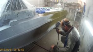 бюджетная покраска лодки в цвет хаки .