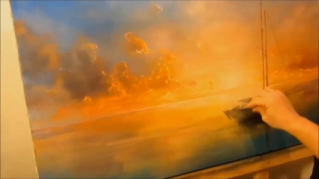 Oil painting. Pier. Живопись маслом. Морской пейзаж. смотреть онлайн