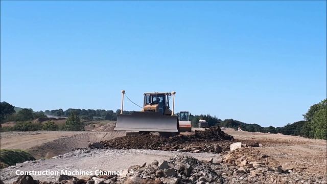 CAT D6N LGP Dozer At Work With Trimble 3D GPS For Road Construction