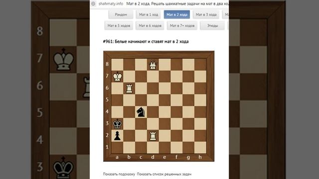 Тренинг-разминка, мат в 2 хода на shahmaty.info, Ап19№9 смотреть онлайн