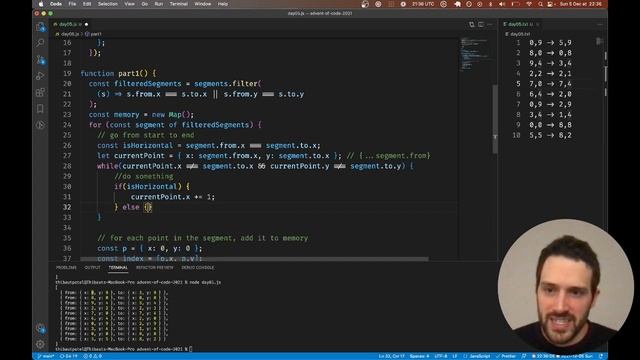 Solving day 5 of Advent of Code 2021 in JavaScript смотреть онлайн
