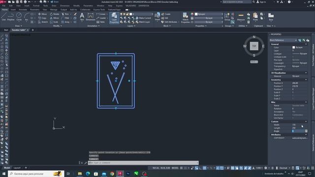 Autocad Dynamic Block - Snooker table (Plan) смотреть онлайн
