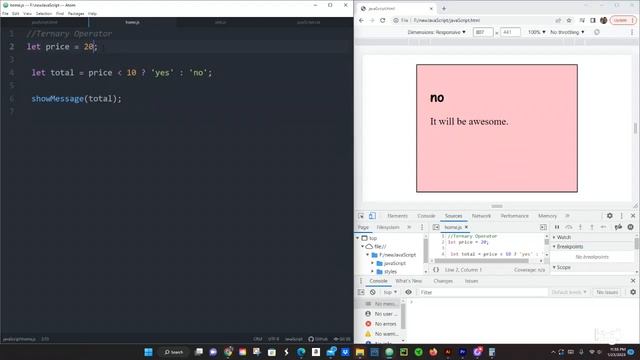 JAVASCRIPT TUTORIALS - TERNARY OPERATOR #16 смотреть онлайн