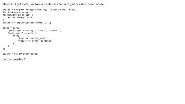 Wordpress: Get foreach for meta_query value смотреть онлайн