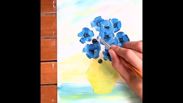 Натюрморт за 13 хвилин. Квіти для початківців. Синьо-жовтий букет. смотреть онлайн